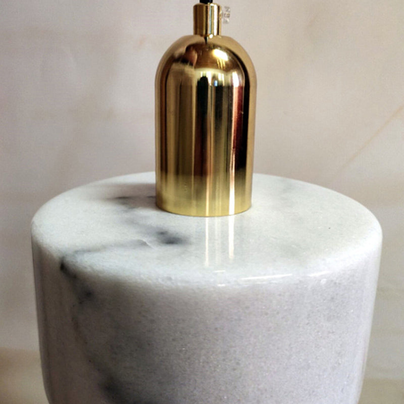 Minimalist Drum Shade Marble Ceiling Light: White Hanging Pendant for Bedroom