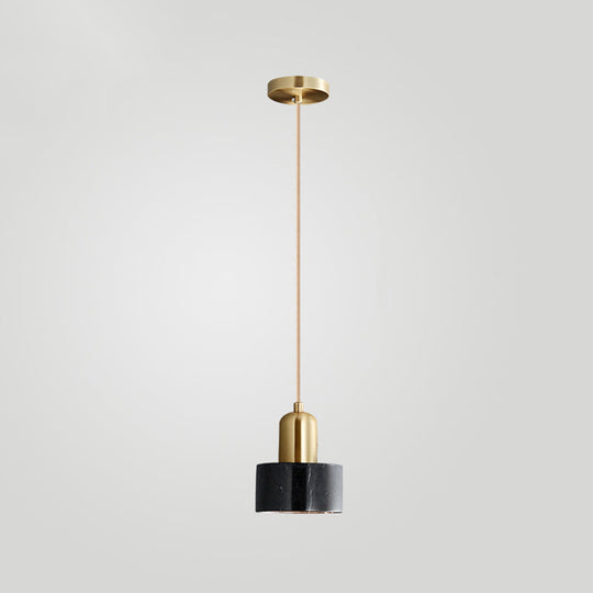 Sleek Round Shade Pendant Light with Marble Accent – Ideal for Elegant Dining Rooms