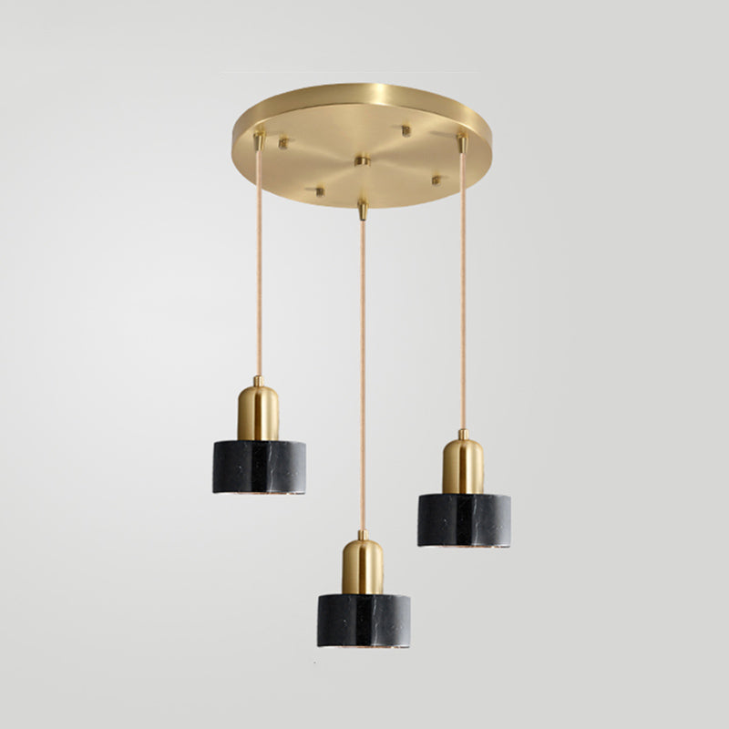 Sleek Round Shade Pendant Light with Marble Accent – Ideal for Elegant Dining Rooms