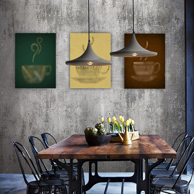 Nordic Style Grey Conical Cement Suspension Ceiling Light with 1 Bulb