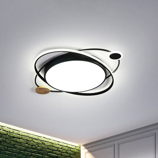 Macaron LED Orbit Flush Mount Lighting for Kids' Bedroom Ceiling - Metallic Color