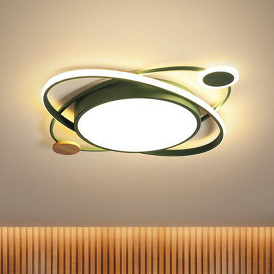 Macaron LED Orbit Flush Mount Lighting for Kids' Bedroom Ceiling - Metallic Color