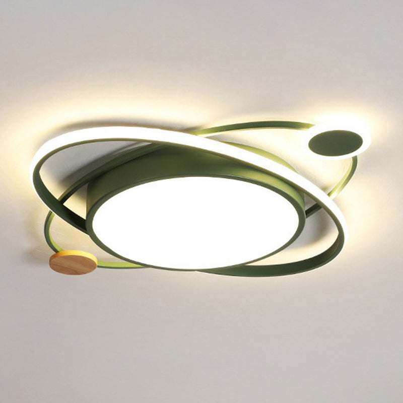 Macaron LED Orbit Flush Mount Lighting for Kids' Bedroom Ceiling - Metallic Color