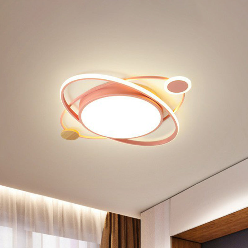 Macaron LED Orbit Flush Mount Lighting for Kids' Bedroom Ceiling - Metallic Color