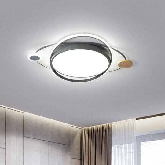 Macaron LED Orbit Flush Mount Lighting for Kids' Bedroom Ceiling - Metallic Color