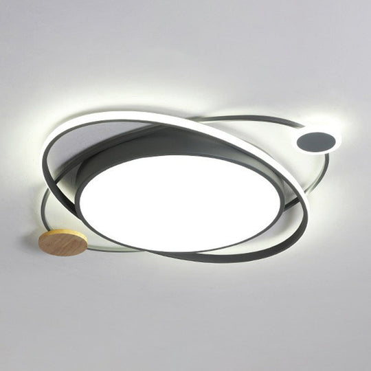 Macaron LED Orbit Flush Mount Lighting for Kids' Bedroom Ceiling - Metallic Color