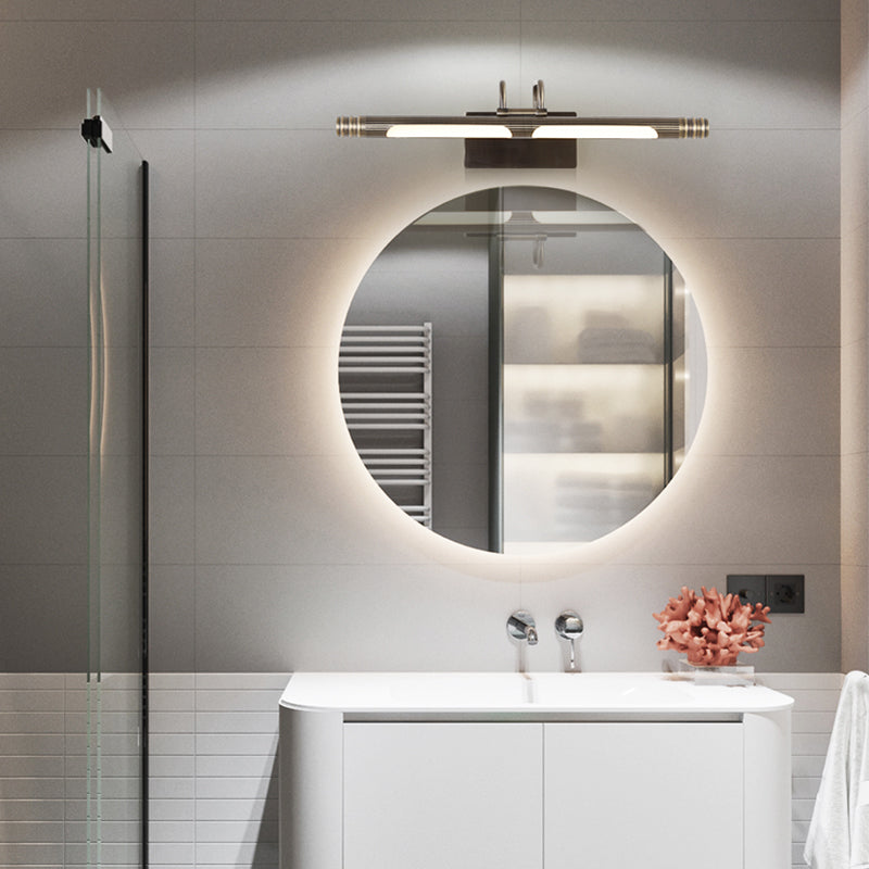 Classic Metal LED Bathroom Sconce in Bronze: White/Warm Light, 21"/26" W