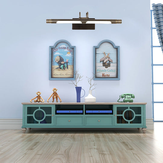 Classic Metal LED Bathroom Sconce in Bronze: White/Warm Light, 21"/26" W