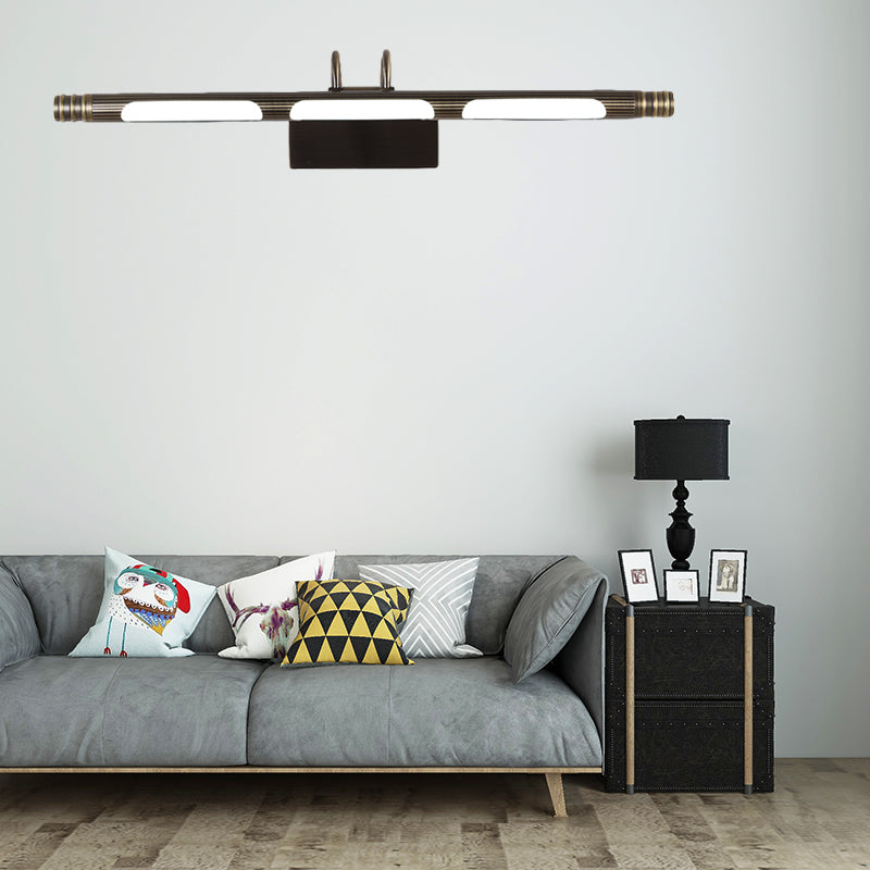 Classic Metal LED Bathroom Sconce in Bronze: White/Warm Light, 21"/26" W