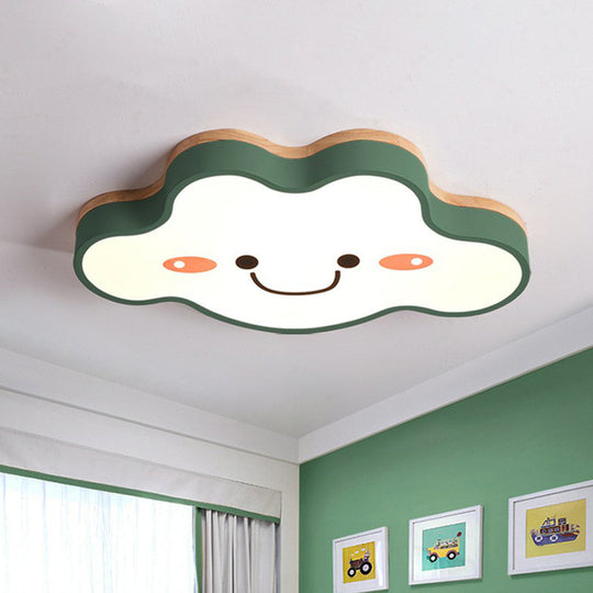 Smiling Cloud LED Flush Mount Ceiling Light - Frosted Acrylic Bedroom Lighting Fixture for Kids