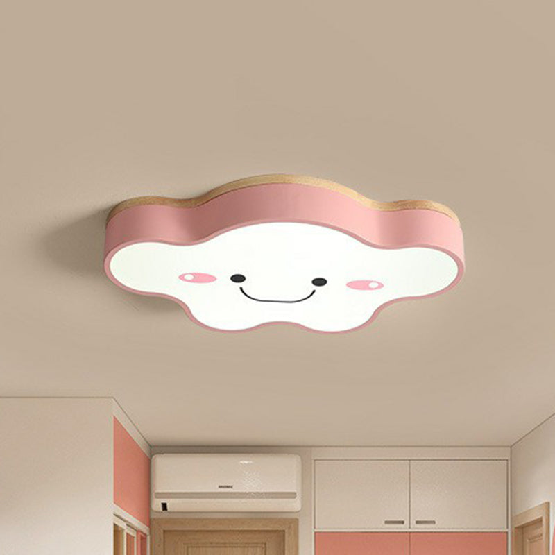 Cartoon Smiling Cloud LED Flush Mount Ceiling Light for Kids Bedroom