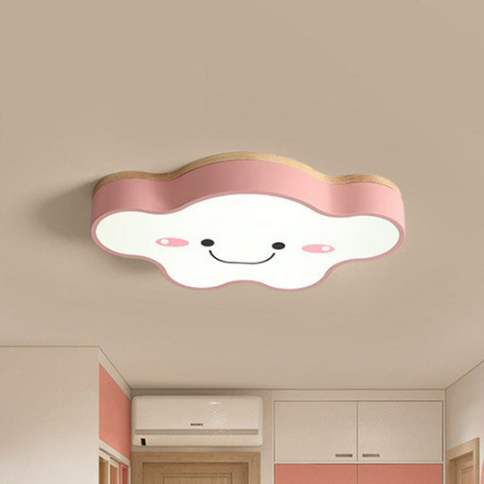 Cartoon Smiling Cloud LED Flush Mount Ceiling Light for Kids Bedroom