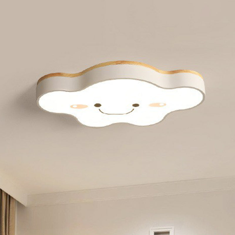 Cartoon Smiling Cloud LED Flush Mount Ceiling Light for Kids Bedroom