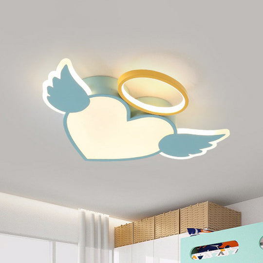 Heart Angel LED Flush Mount Ceiling Light for Kids' Minimalist Acrylic Bedroom
