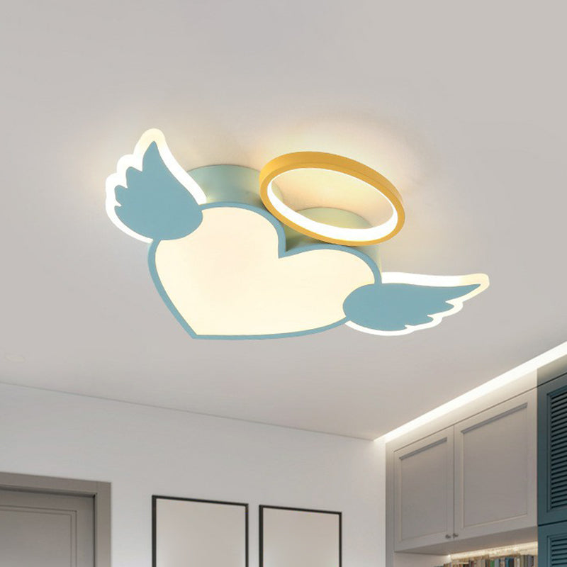 Heart Angel LED Flush Mount Ceiling Light for Kids' Minimalist Acrylic Bedroom