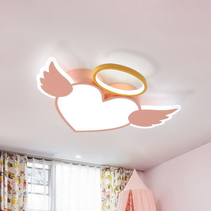 Heart Angel LED Flush Mount Ceiling Light for Kids' Minimalist Acrylic Bedroom
