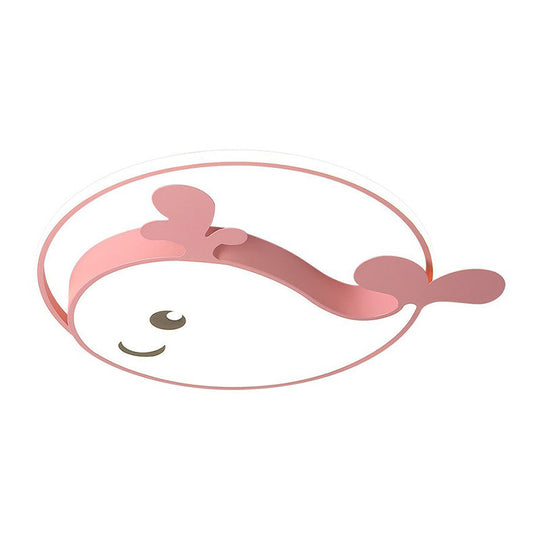 Dolphin-Shaped LED Flush Ceiling Light for Kids' Bedroom in Metallic Finish