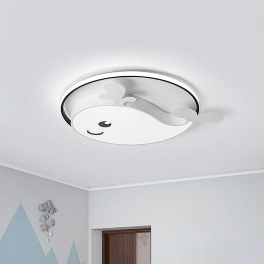 Dolphin-Shaped LED Flush Ceiling Light for Kids' Bedroom in Metallic Finish