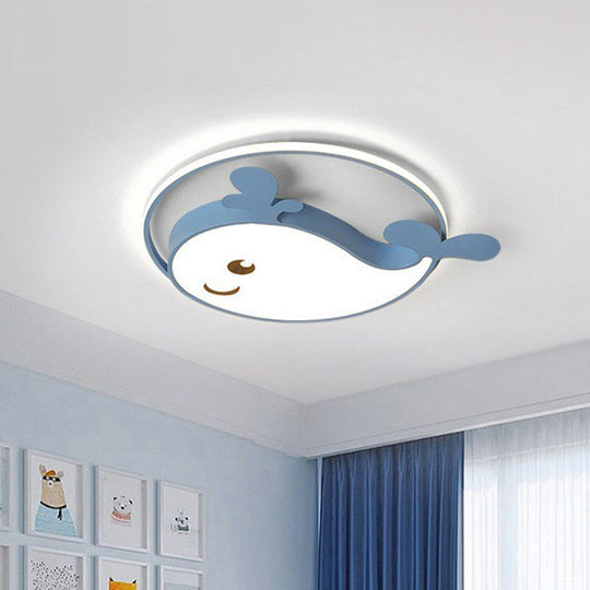 Dolphin-Shaped LED Flush Ceiling Light for Kids' Bedroom in Metallic Finish