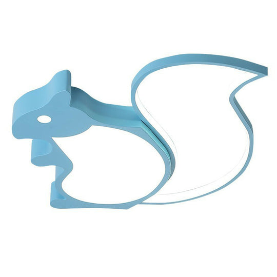 Kids' Metallic Blue LED Squirrel-shaped Flush Light for Bedroom Ceiling