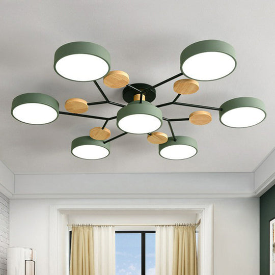 Simplistic 7-Head Acrylic Round Shade LED Ceiling Chandelier Light Fixture