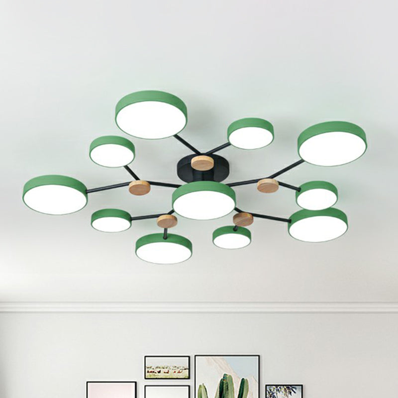 Modern Round Living Room Chandelier Pendant Light - Nordic Style, Acrylic, 11 Heads