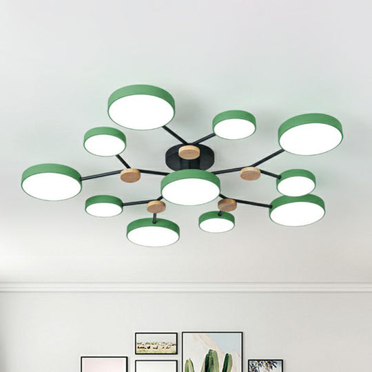 Modern Round Living Room Chandelier Pendant Light - Nordic Style, Acrylic, 11 Heads