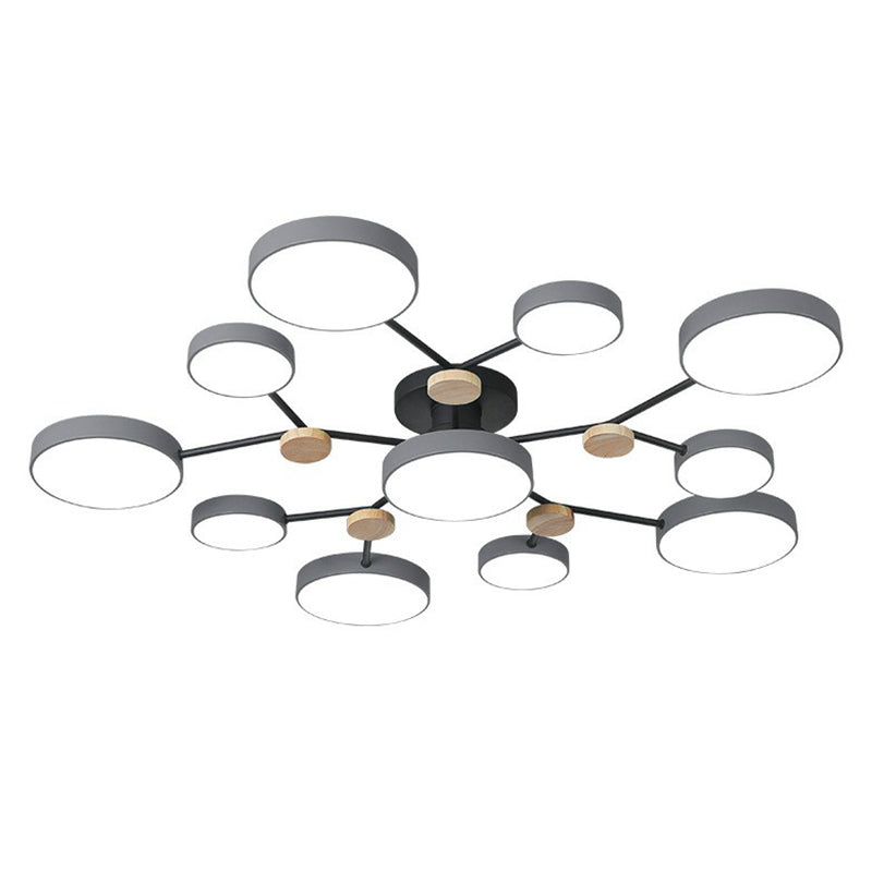 Modern Round Living Room Chandelier Pendant Light - Nordic Style, Acrylic, 11 Heads