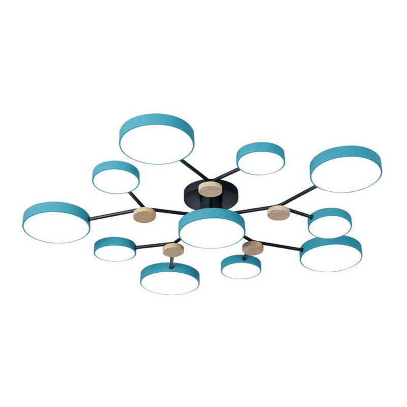 Modern Round Living Room Chandelier Pendant Light - Nordic Style, Acrylic, 11 Heads