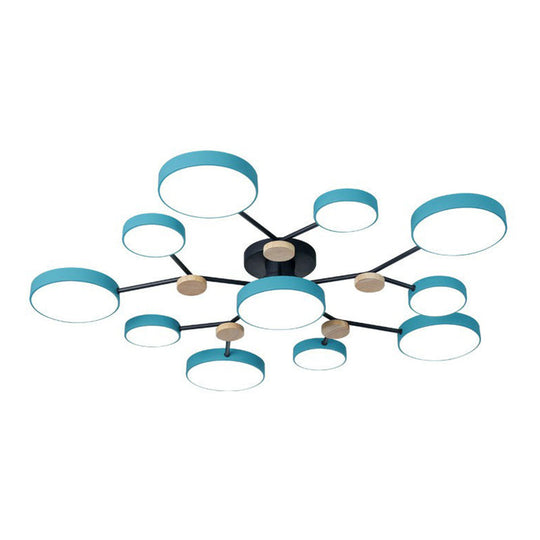 Modern Round Living Room Chandelier Pendant Light - Nordic Style, Acrylic, 11 Heads