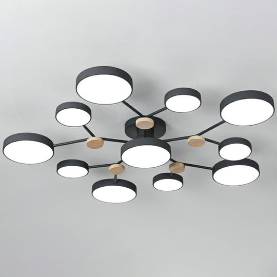 Modern Round Living Room Chandelier Pendant Light - Nordic Style, Acrylic, 11 Heads