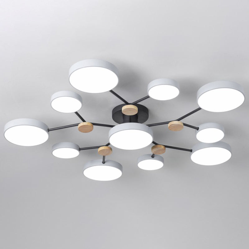 Modern Round Living Room Chandelier Pendant Light - Nordic Style, Acrylic, 11 Heads
