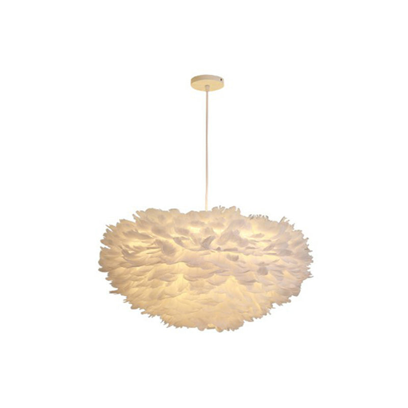 Hemispherical Feather Pendant Light - Modern Living Room Suspension Fixture