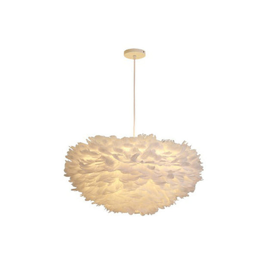 Hemispherical Feather Pendant Light - Modern Living Room Suspension Fixture