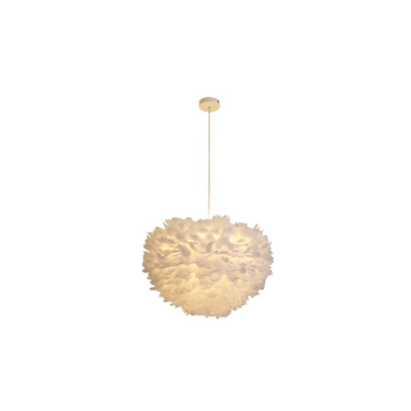 Hemispherical Feather Pendant Light - Modern Living Room Suspension Fixture
