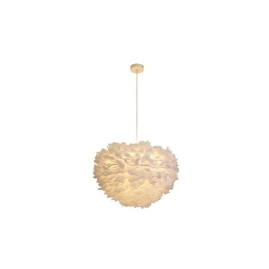 Hemispherical Feather Pendant Light - Modern Living Room Suspension Fixture
