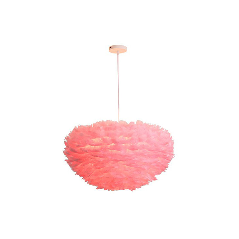 Hemispherical Feather Pendant Light - Modern Living Room Suspension Fixture