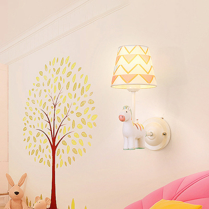 Cartoon Animal Kids Bedside Wall Mount Light in Pink