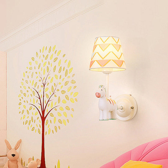 Cartoon Animal Kids Bedside Wall Mount Light in Pink