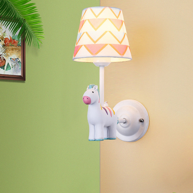 Cartoon Animal Kids Bedside Wall Mount Light in Pink