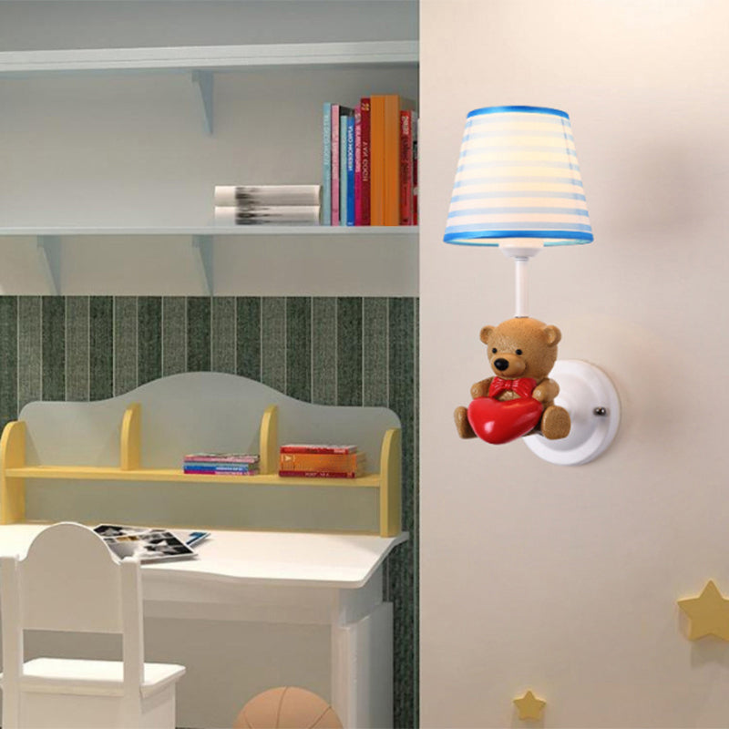 Cartoon Animal Kids Bedside Wall Mount Light in Pink