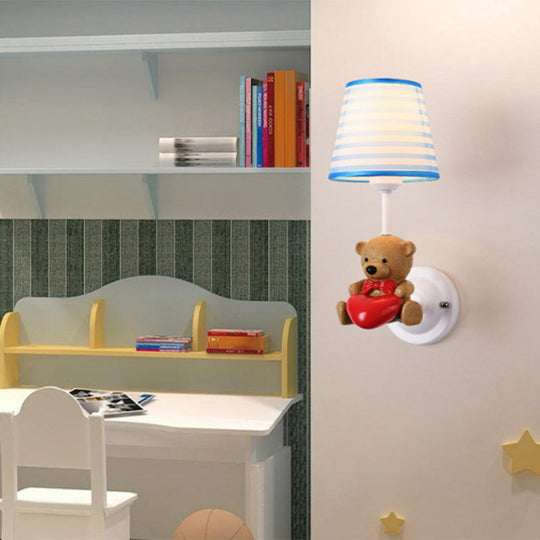 Cartoon Animal Kids Bedside Wall Mount Light in Pink