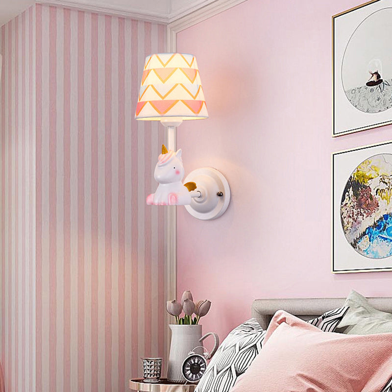 Cartoon Animal Kids Bedside Wall Mount Light in Pink
