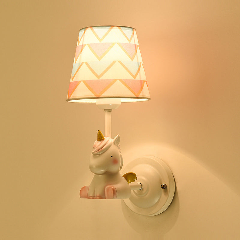 Cartoon Animal Kids Bedside Wall Mount Light in Pink