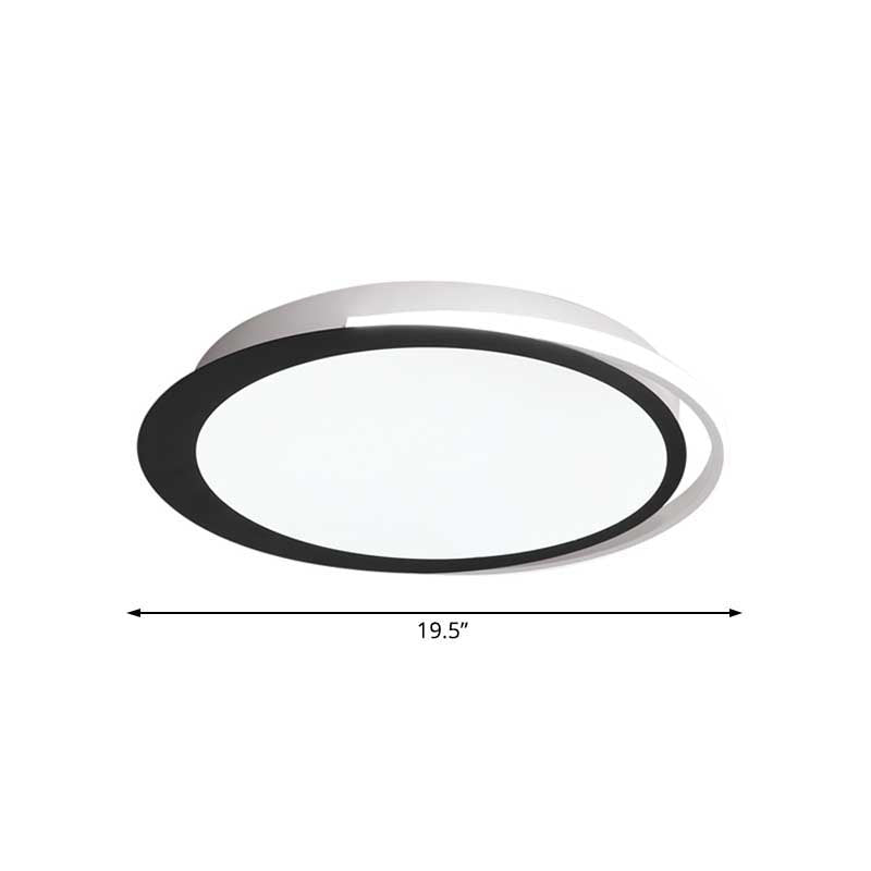 Modern LED Flush Mount Ceiling Light in Black and White with Warm/White/Natural Lighting Options - 16"/19.5"/23.5" Diameter