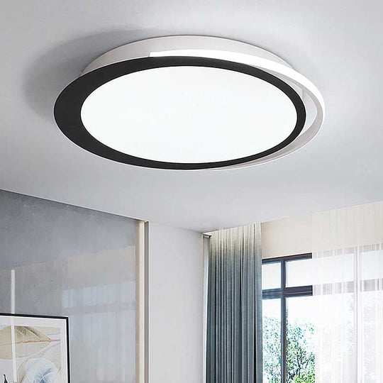 Modern LED Flush Mount Ceiling Light in Black and White with Warm/White/Natural Lighting Options - 16"/19.5"/23.5" Diameter