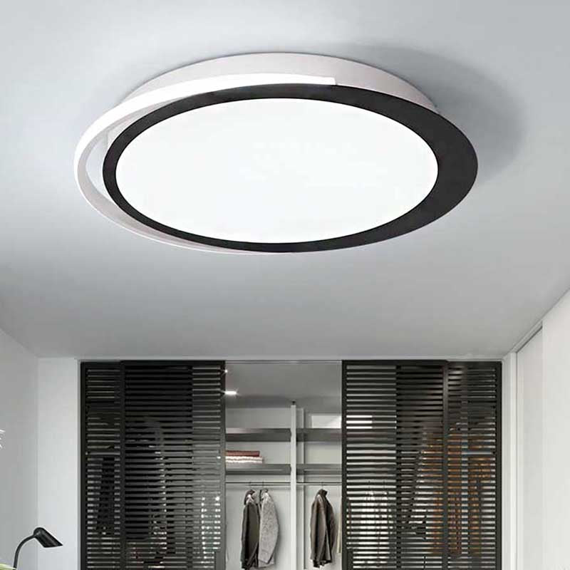 Modern LED Flush Mount Ceiling Light in Black and White with Warm/White/Natural Lighting Options - 16"/19.5"/23.5" Diameter