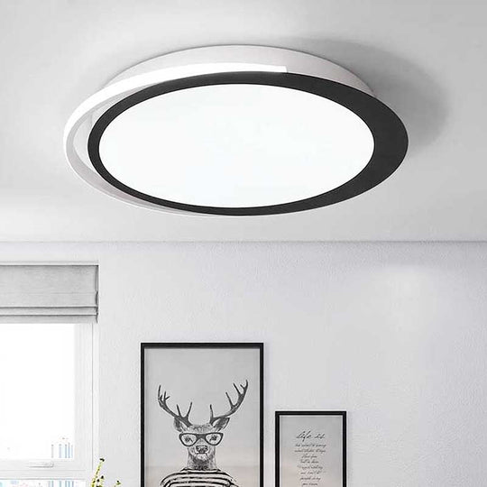 Modern LED Flush Mount Ceiling Light in Black and White with Warm/White/Natural Lighting Options - 16"/19.5"/23.5" Diameter