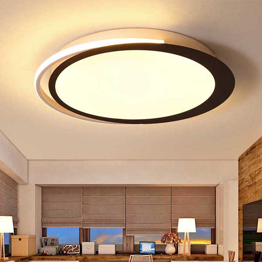 Modern LED Flush Mount Ceiling Light in Black and White with Warm/White/Natural Lighting Options - 16"/19.5"/23.5" Diameter