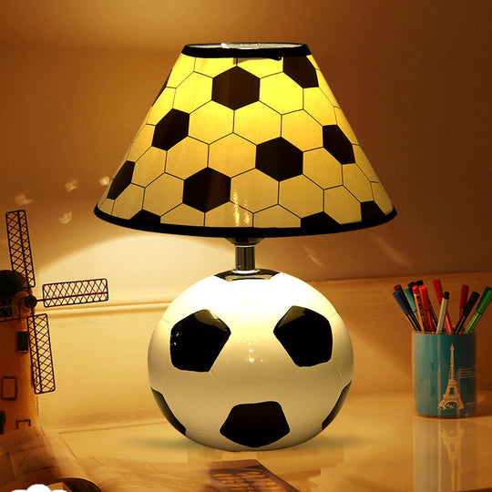 Sleek Ceramic Single Black & White Football Table Lamp for Bedside